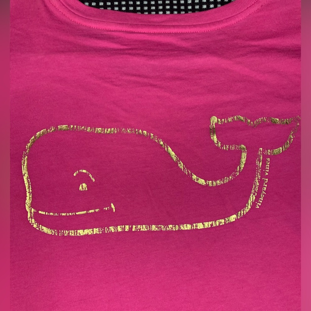 Vineyard Vines Medium Light Pink Vintage Metallic Gold Long Sleeve Tee